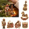Nutcracker Decorations 6Pcs/Set Wooden Christmas Hanging Ornaments Retro Rocking Horse Train Decorations Classic Tree Pendants Seasonal Piano Violin