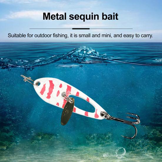 4CM/5G Spinner Blade Lure with Hook Double-sided Reflective Hard Metal Spoon Spinnerbait Rotating Sequin Lure Saltwater Freshwater Walleye Bass