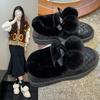 Женские зимние новые туфли 2024 года с короткими ромбовидными ремешками и кашемировыми утолщенными теплыми хлопковыми ботинками для женщин