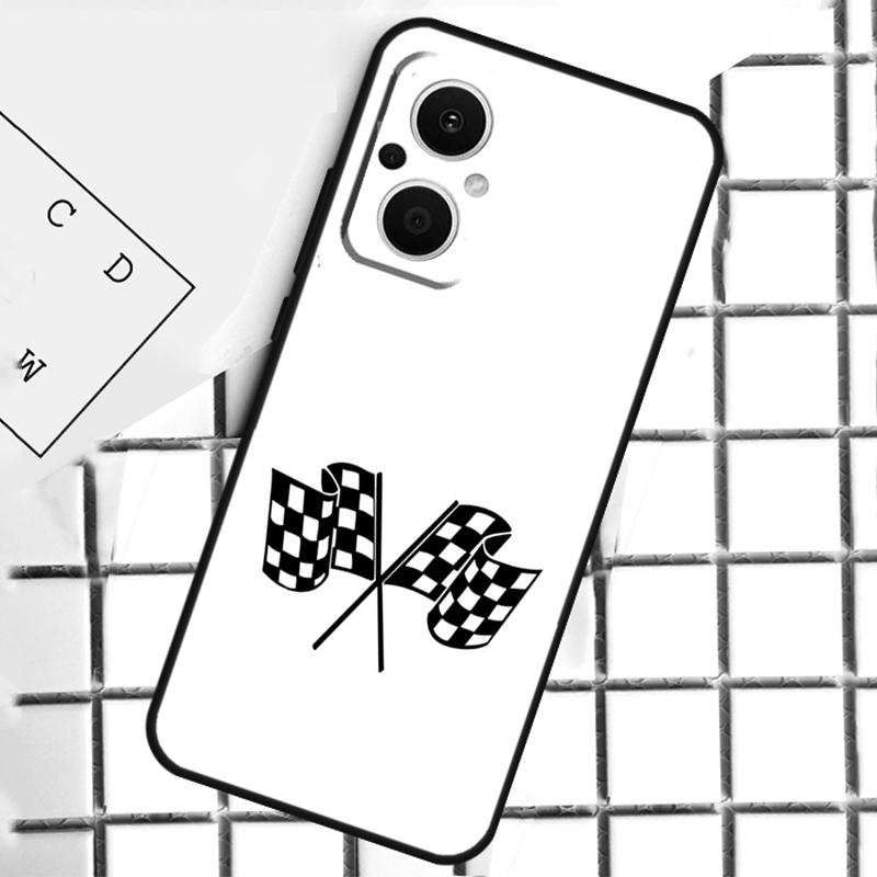 Гонночный автомобиль с клетчатым флагом Для OPPO Reno 14 12 11 10 13 Pro 8T 11F 12F 13F 14F 7 8 Lite OPPO Find X9 X8 X6 X5 Pro Чехол