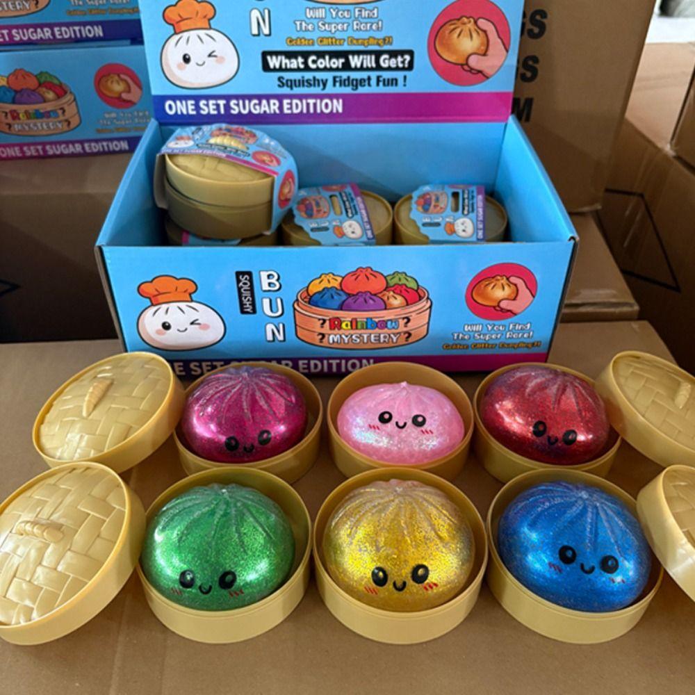 With Steamer Dumpling Squishy Toys Colorful Sensory Fidget Ball Squishy Dumpling Kids Adults