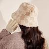 Faux Fur Women Bucket Hat Plaid Checkered Checkered Basin Hat Lamb Wool Fisherman's Hat  Travel
