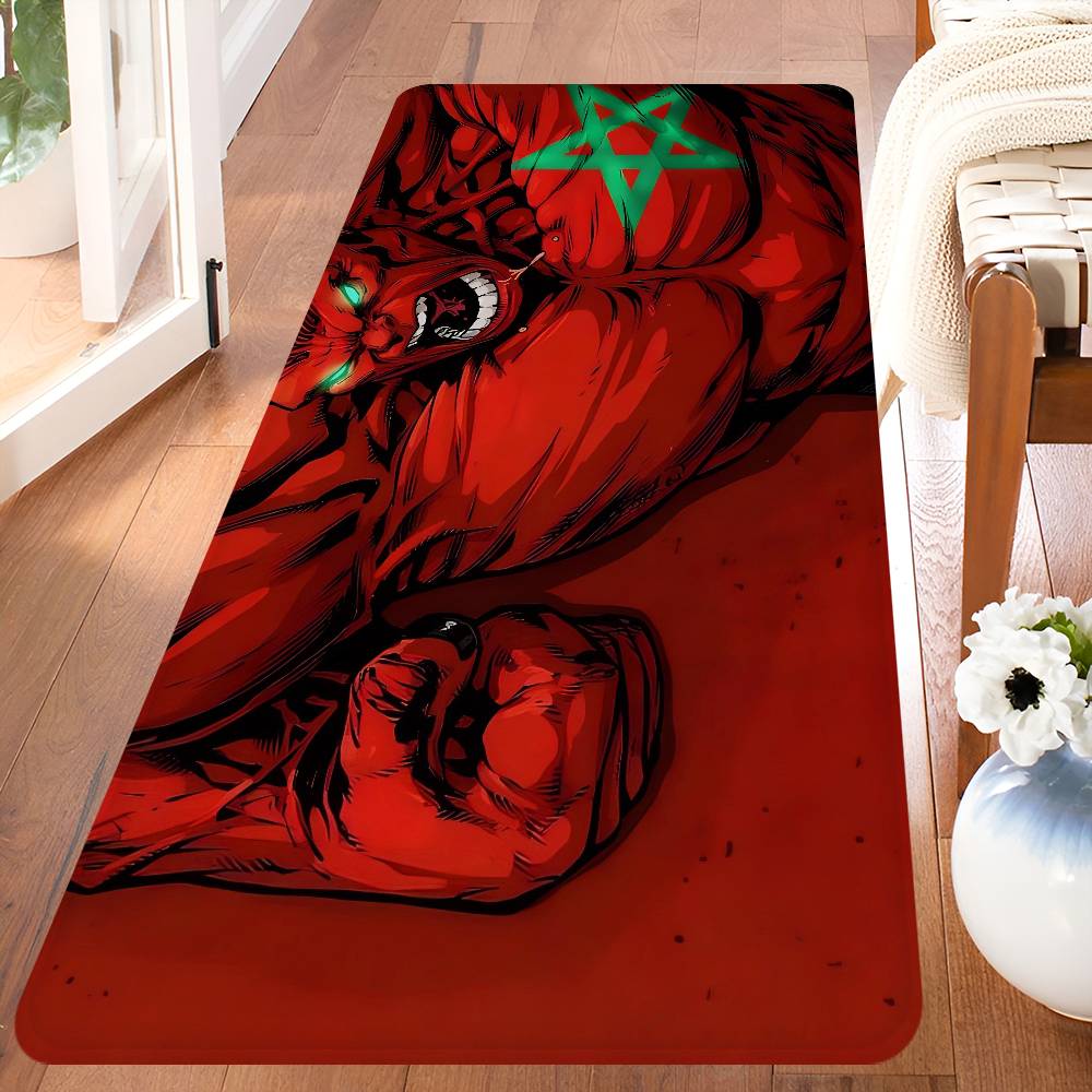 M-Morocco Map Flag Kitchen Mat Nordic Style Bedroom Living Room Doormat Home Balcony Anti-Slip Welcome Rug