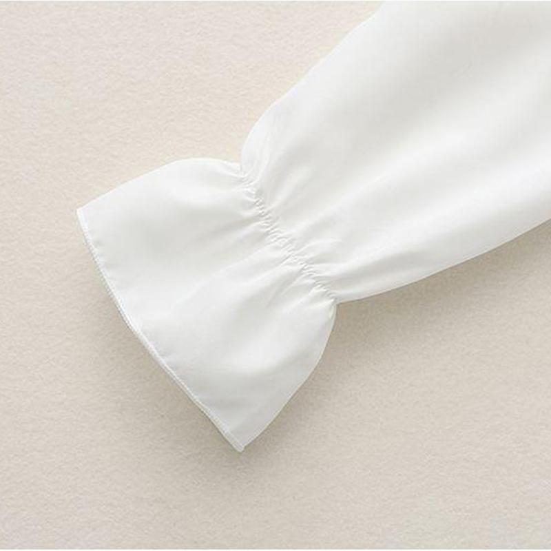 Рубашка с длинными рукавами для девочек, кукольный воротник, осенний новый стиль, детская белая рубашка на пуговицах для девочек, весна-осень