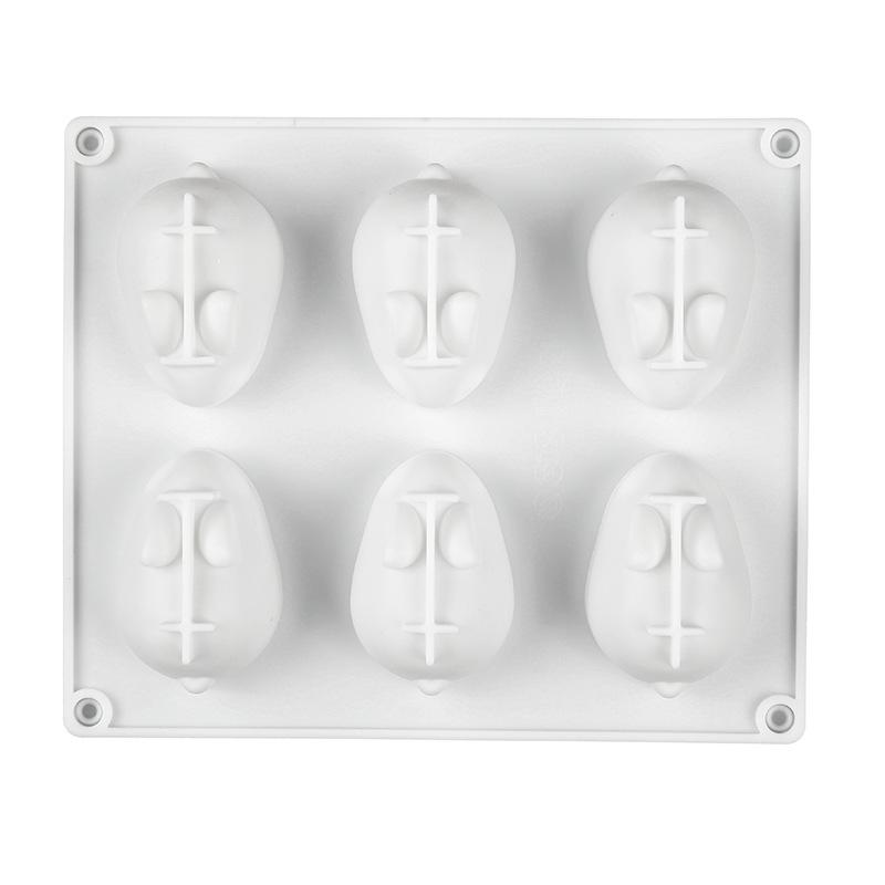 Креативная форма для силиконового кролика, горячо продаваемая, 6-гнездная 3D силиконовая форма для шоколада в виде кролика, форма для торта, мыла, льда