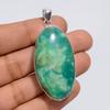 Splendid Top Grade Qualite 100% Natural Chrysoprase Oval Shape Ethnic Style Handmade Jewelry 925 Steling Silver Plated Pendant 2" WSJ-5034