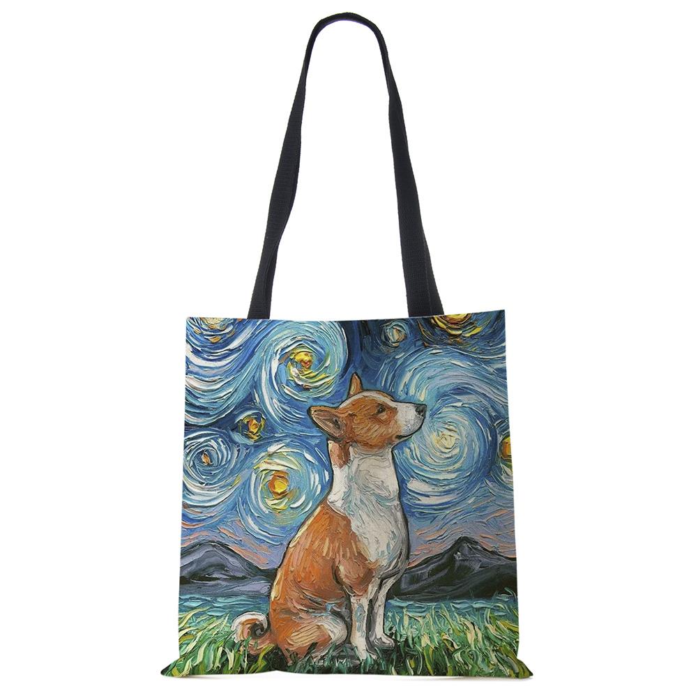 Звездное небо Животное Собака Принт Сумка-тоут Сумка через плечо Женская Большая Повседневная Сумка для покупок Дамская Ручная сумка для покупок На открытом воздухе CLE