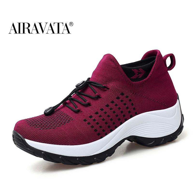 Fashion Women Shoes Running Increased Fly Weaving Sneakers Non Slip Casual Shoes 5 Color Size 35-45