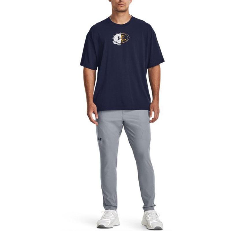 Under Armour Split T Shirts Men's Dark Blue Crew Neck Moderate Straight Fit Unisex 1379557-410