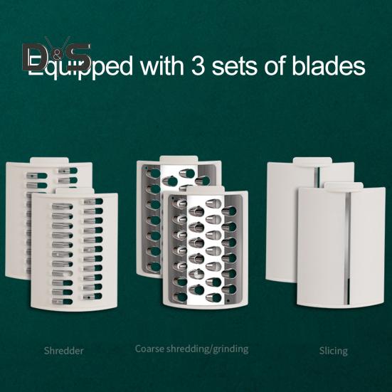 Измельчитель овощей без усилий, прочная присоска, 3 комплекта лезвий, удобный ручной роторный овощерезка, кухонные принадлежности