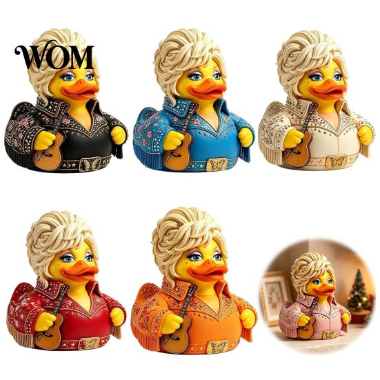 Whimsical Duck Statue for Office Charming Novelty Ornament, Musical Theme with Guitar Decorative Figurines Display Case Decor, Collectible Sculpture