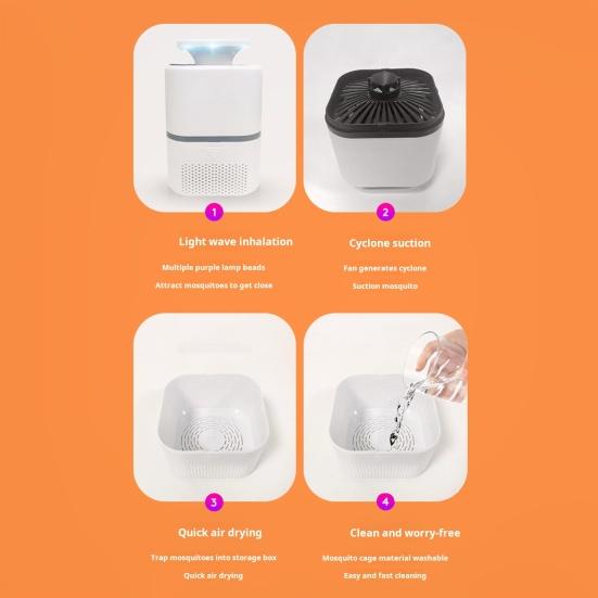 Лампа от комаров с фиолетовым светом Широкий диапазон охвата Низкий уровень шума Безопасно в использовании Энергосберегающая внутренняя ловушка для мух с питанием от USB Уничтожитель насекомых
