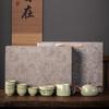 Ceramic Huang Ru Kiln tea set can be raised with an opening film and a gift box. Business souvenir gifts can be made.