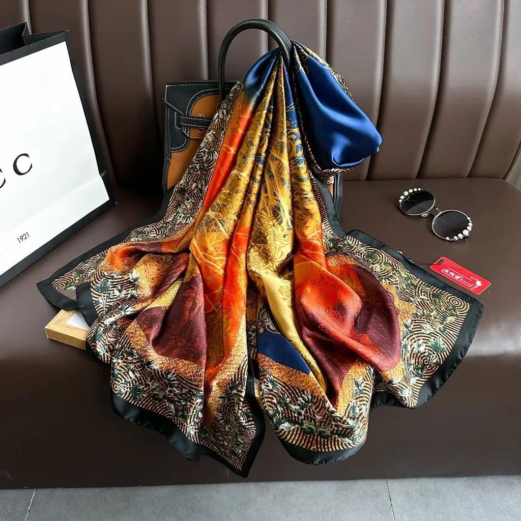 180*90cm Luxury Brand Ladies Spring Summer Long Silk Scarf Shawl Digital Painted Shawl Gogh Oil Painting Lady Foulard Bandanna