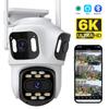 Three Lens Three Screen Wifi PTZ Camera 6K 4K HD Outdoor IP Camera Auto Tracking Video Surveillance CCTV Camera P2P ICSEE