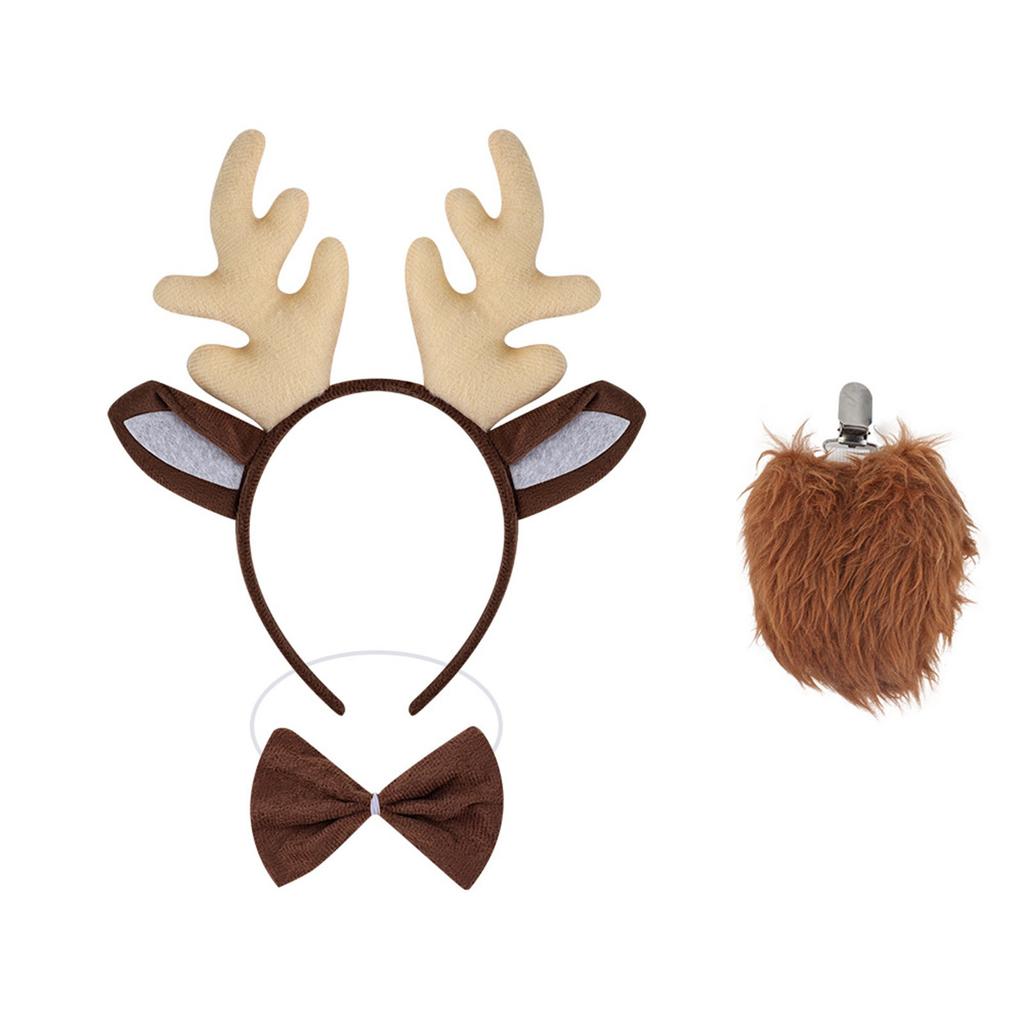 Рождественский ободок с оленьими рогами, регулируемый праздничный аксессуар для волос, праздничный головной убор для женщин и детей