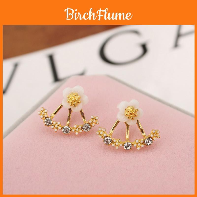 Daisy Alloy Earrings With Embedded Rhinestones For Women And Men