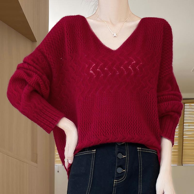 Женский кашемировый свитер Qinghe Cashmere 30% кашемир 70% шерсть Осень и зима Кашемировый пуловер Ручная работа Мягкий и теплый