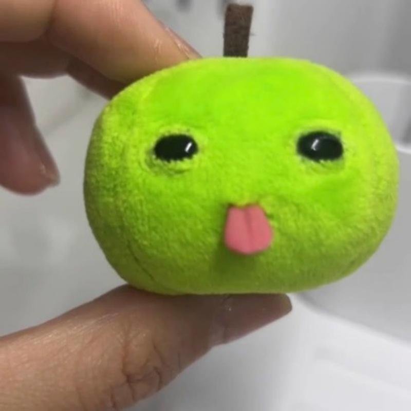Cute Green Plush Keychain Creative Fruit Pendant Backpack Charm Funny Doll Keyring Gift for Friends