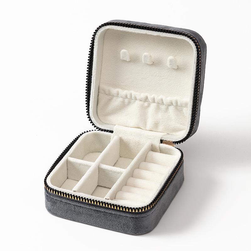 Compact Velvet Jewelry Travel Box for Rings, Earrings, and Necklaces