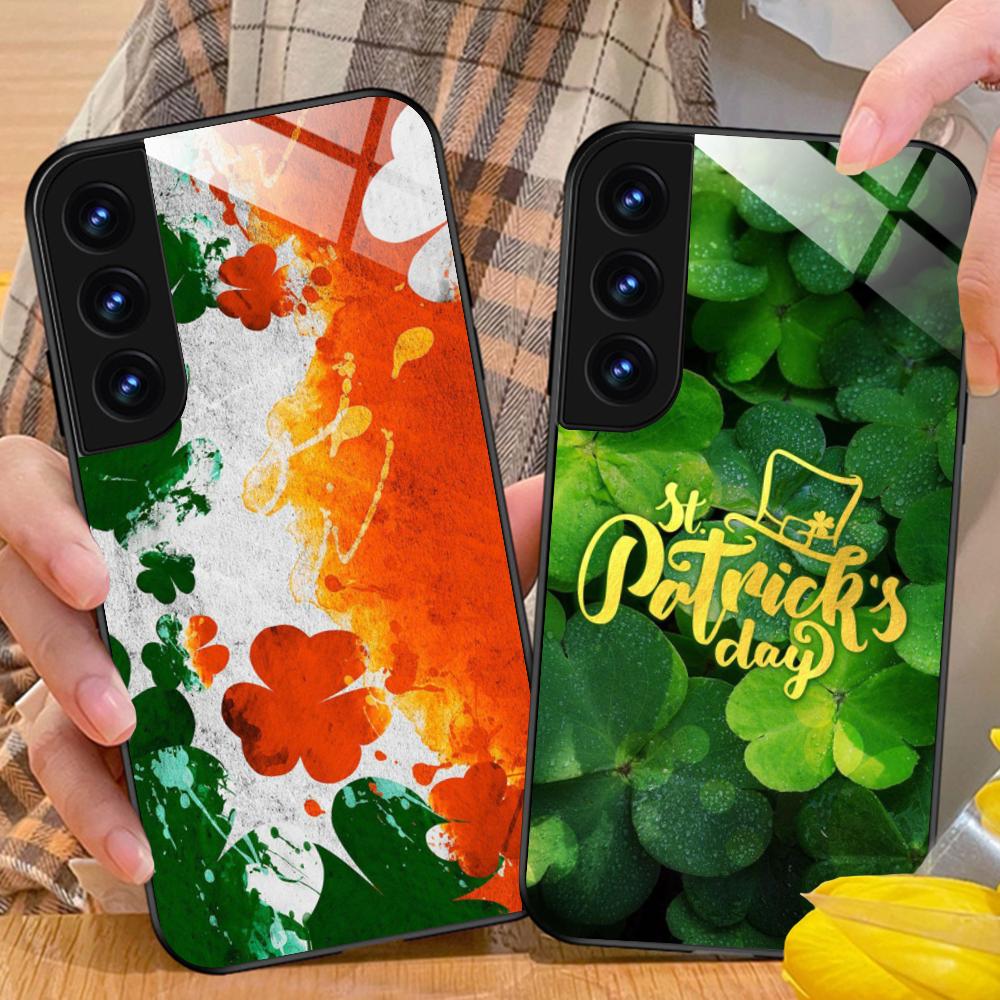 Чехол для мобильного телефона на День Святого Патрика для Samsung Galaxy A56 55 54 53 52 51 36 35 34 23 16 15 5G Стеклянный Цветной Чехол Смартфон