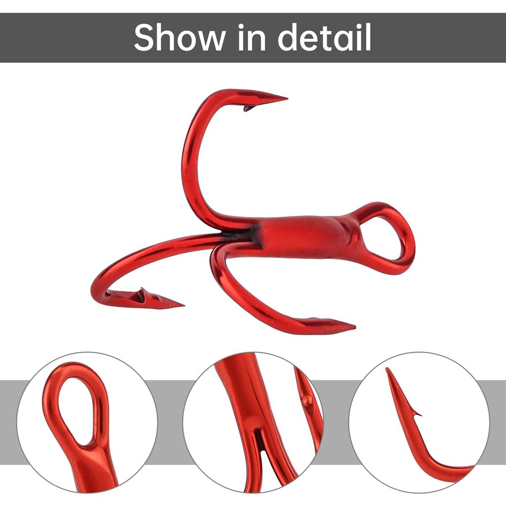 165pcs High Carbon Steel Barbed Treble Hooks Connector Circle Set Assorted Sizes 2# 4# 6# 8#10# Triple Fishing Hook with Storage Box