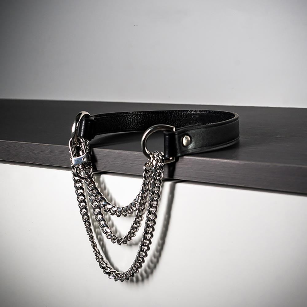 Чокер-ошейник ручной работы из черной ПУ кожи для женщин, регулируемое хип-хоп трехслойное колье-цепочка, модная бижутерия