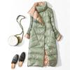 Winter Women Long Thick Duck Down Jacket Warm Loose Stand Collar Double Sided Coat Double Breasted Parka Outwear