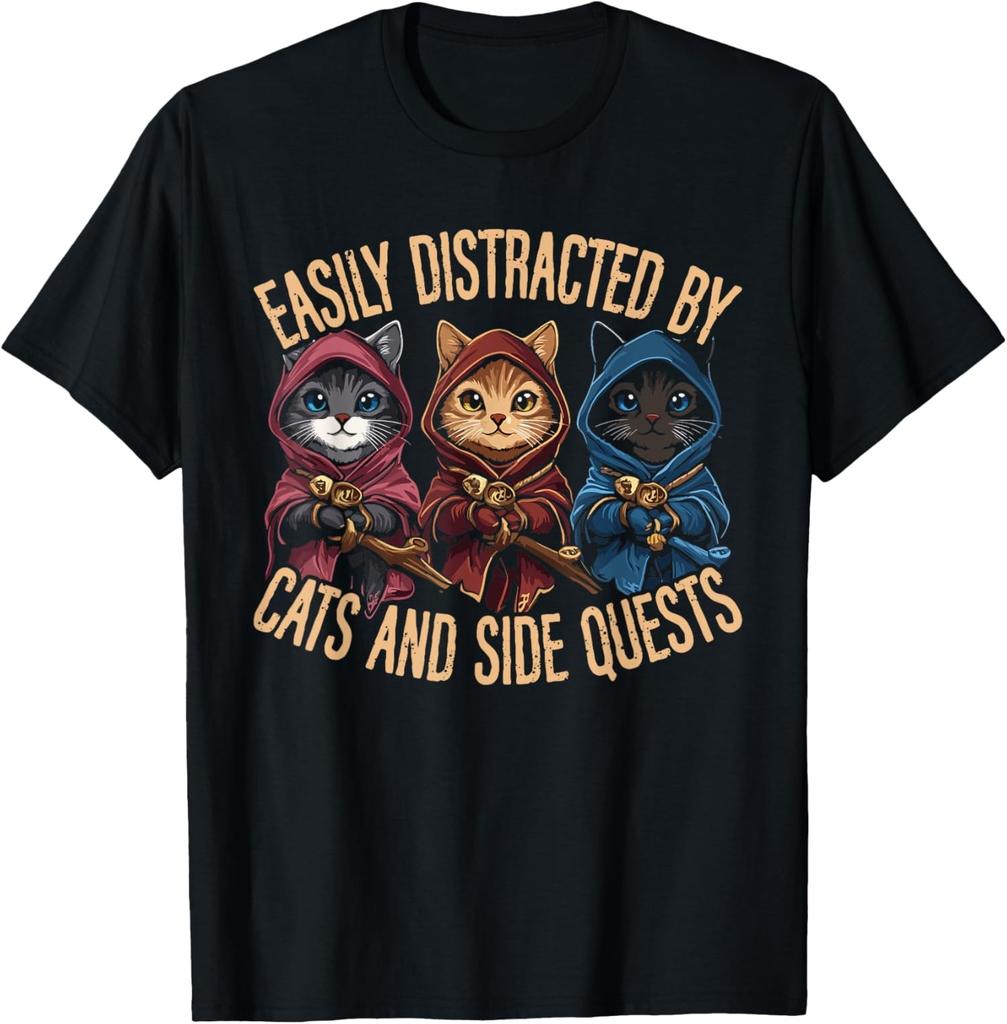 Cats Side Quest Distracted Tabletop Funny Gaming Unisex T-Shirt