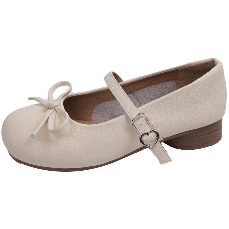 Модные французские белые туфли с круглым носком, неглубоким вырезом и толстым каблуком для женщин, новинка лета 2025 года, туфли Мэри Джейн в стиле ретро на платформе для ношения с юбкой