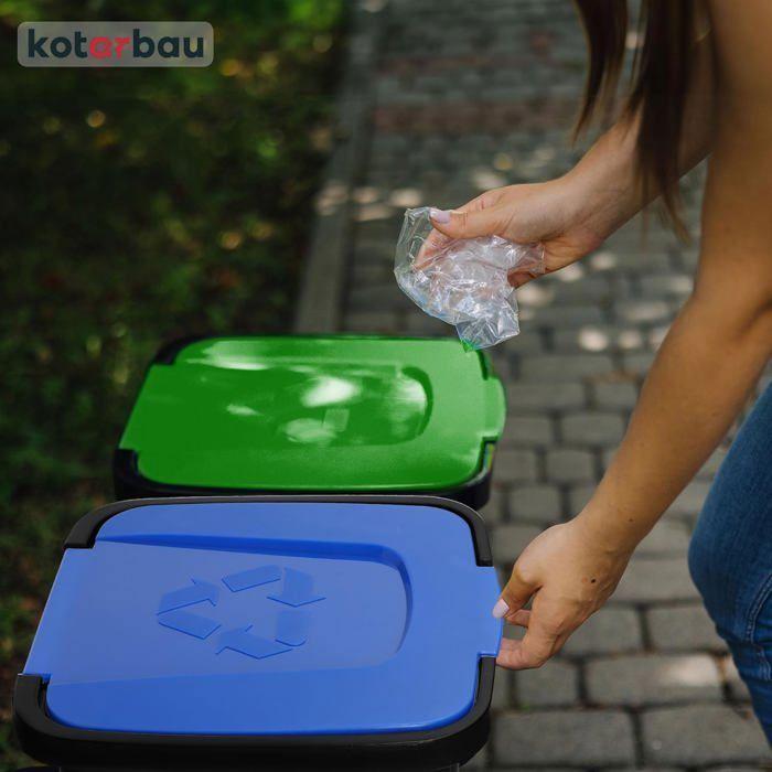 KOTARBAU® Poubelle Cuisine Tri Sélectif de 50 L avec couvercle en polyéthylène - Bleu - Kotarbau