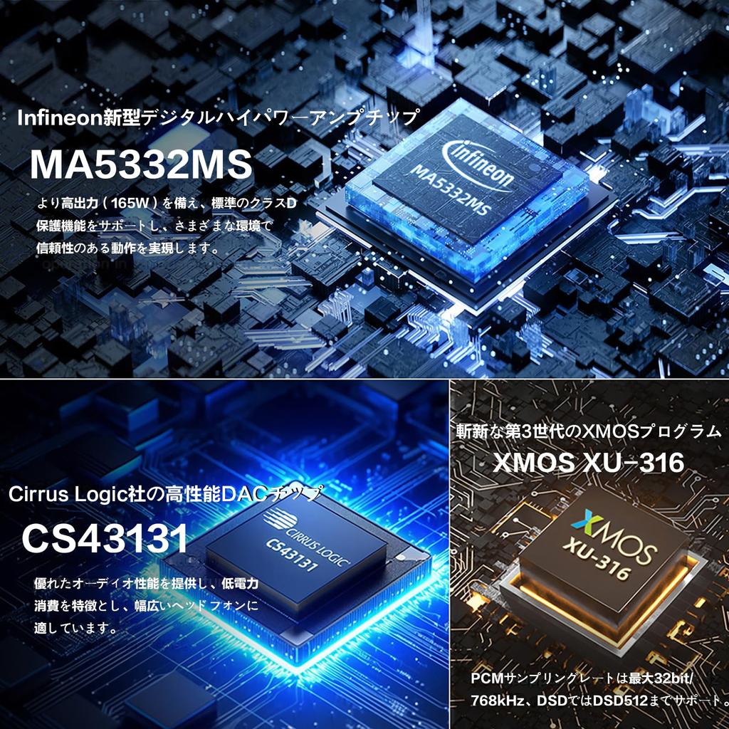 Усилитель мощности AO300 165 Втx2, усилитель для наушников MQA DAC, интегральная микросхема усилителя MA5332MS DAC IC CS43131, оснащенная выходом сигнала Super Bass