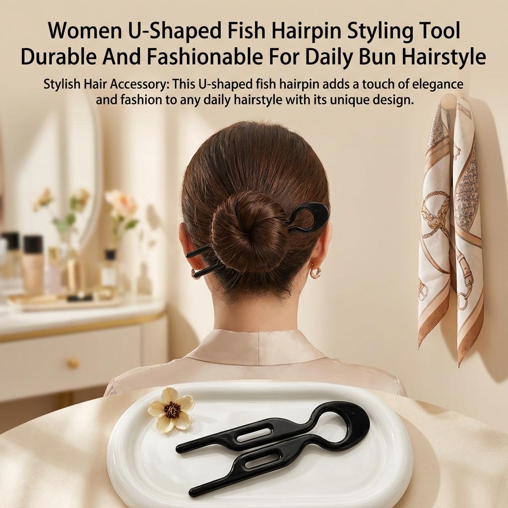 Women U-Shaped Fish Hairpin Styling Tool Durable And Fashionable For Daily Bun Hairstyle
