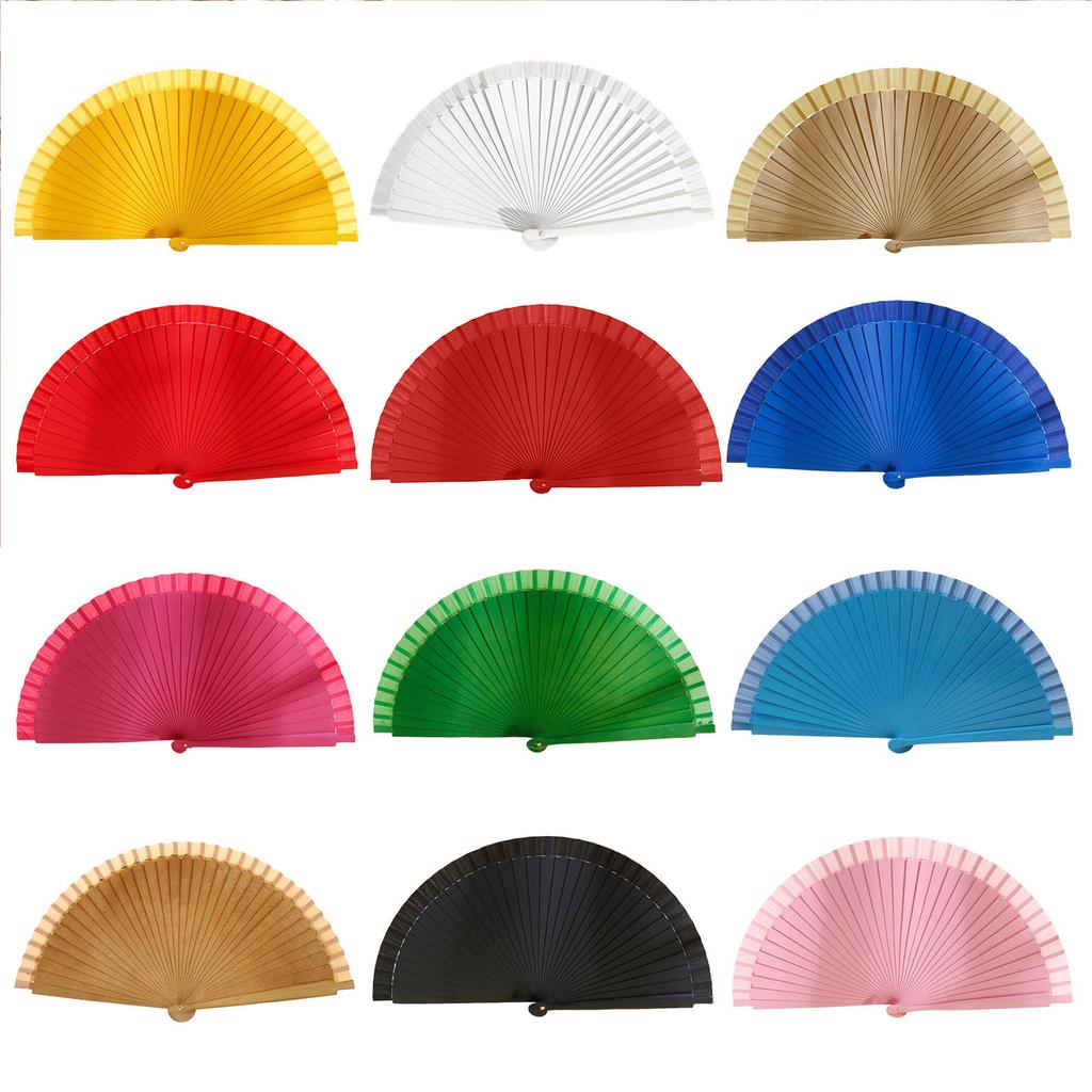 Испанский складной веер из дерева, однотонный, простой, современный, классический, винтажный, деревянный, ручной веер для танцевальных представлений, вечеринок, подарков