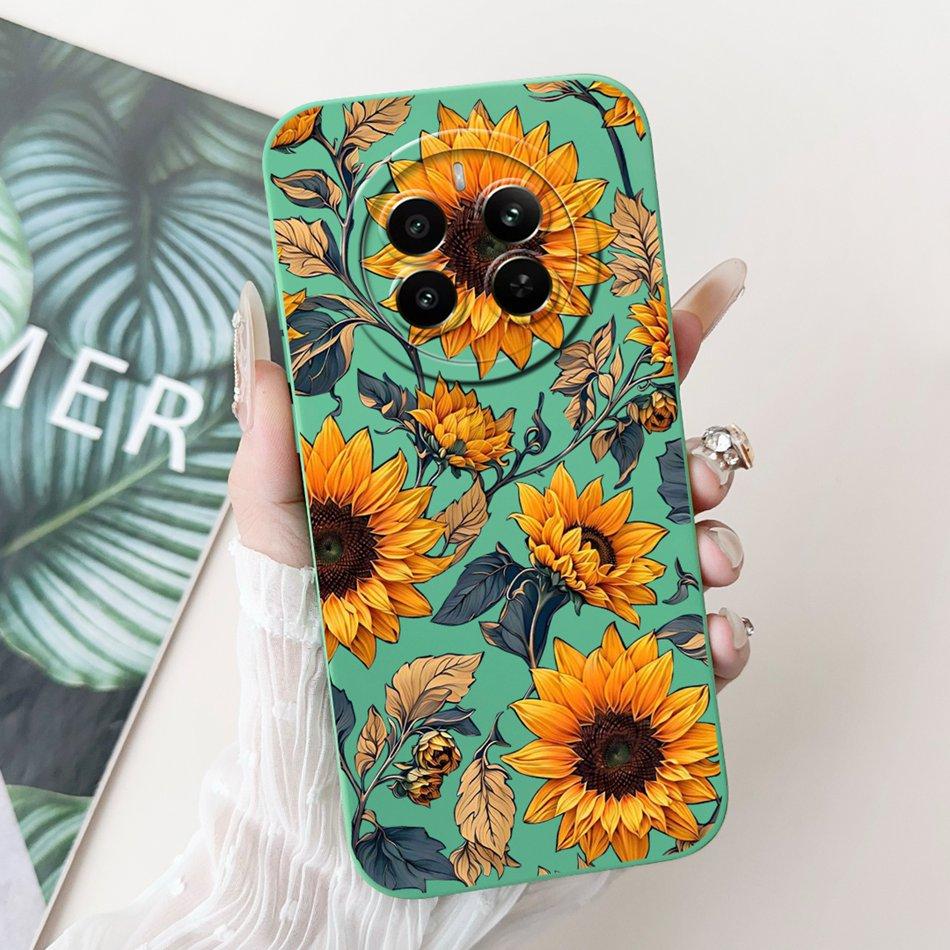 Чехол для телефона Realme 12 Pro+ 12Pro 5G Realme 12 Pro Plus 5G Элегантный Цветочный Кот Расписной Мягкий Силиконовый Однотонный Ударопрочный Чехлы
