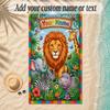 Animals Theme Soft Beach Towel Personalized Custom Name Text Towel Portable for Beach Pool Travel