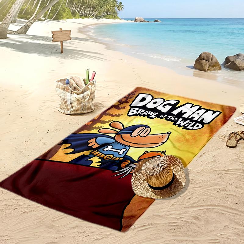 Dog Man Printed Quick Dry Beach Towel Super Absorbent Soft Lightweight Bath Towel for Pool Summer Travel