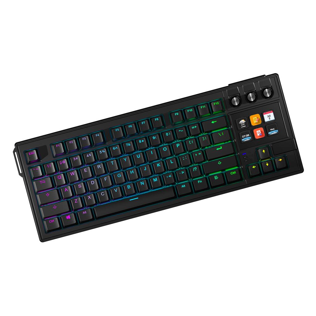 78-клавишная механическая клавиатура с RGB-подсветкой, с возможностью горячей замены, красные переключатели, настраиваемая ручка, проводное подключение, черная