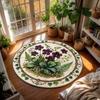Круглый ковер Oxalis Botanical, Ковер с клевером и фиолетовым трилистником для любителей растений, Ковер в ботаническом стиле для уголка для чтения или зимнего сада