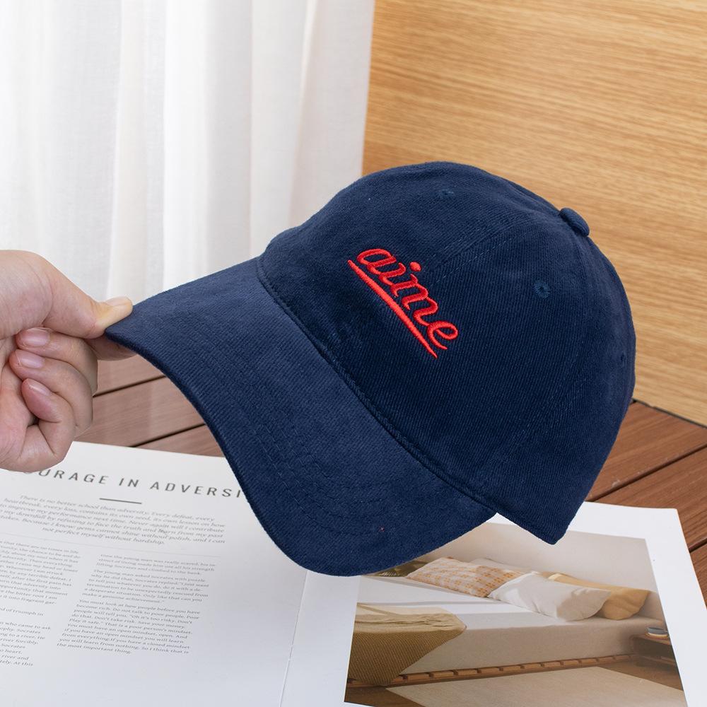 Autumn and winter simple embroidery letter polished cotton baseball hat men's and women's big head circumference casual soft top thermal cap