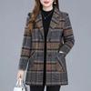 HI-FASHION Suit Plaid Woolen Jacket Autumn Winter Thicken Slim Long-sleeved Outwear Plus Size 5xl Women's All-match Coat