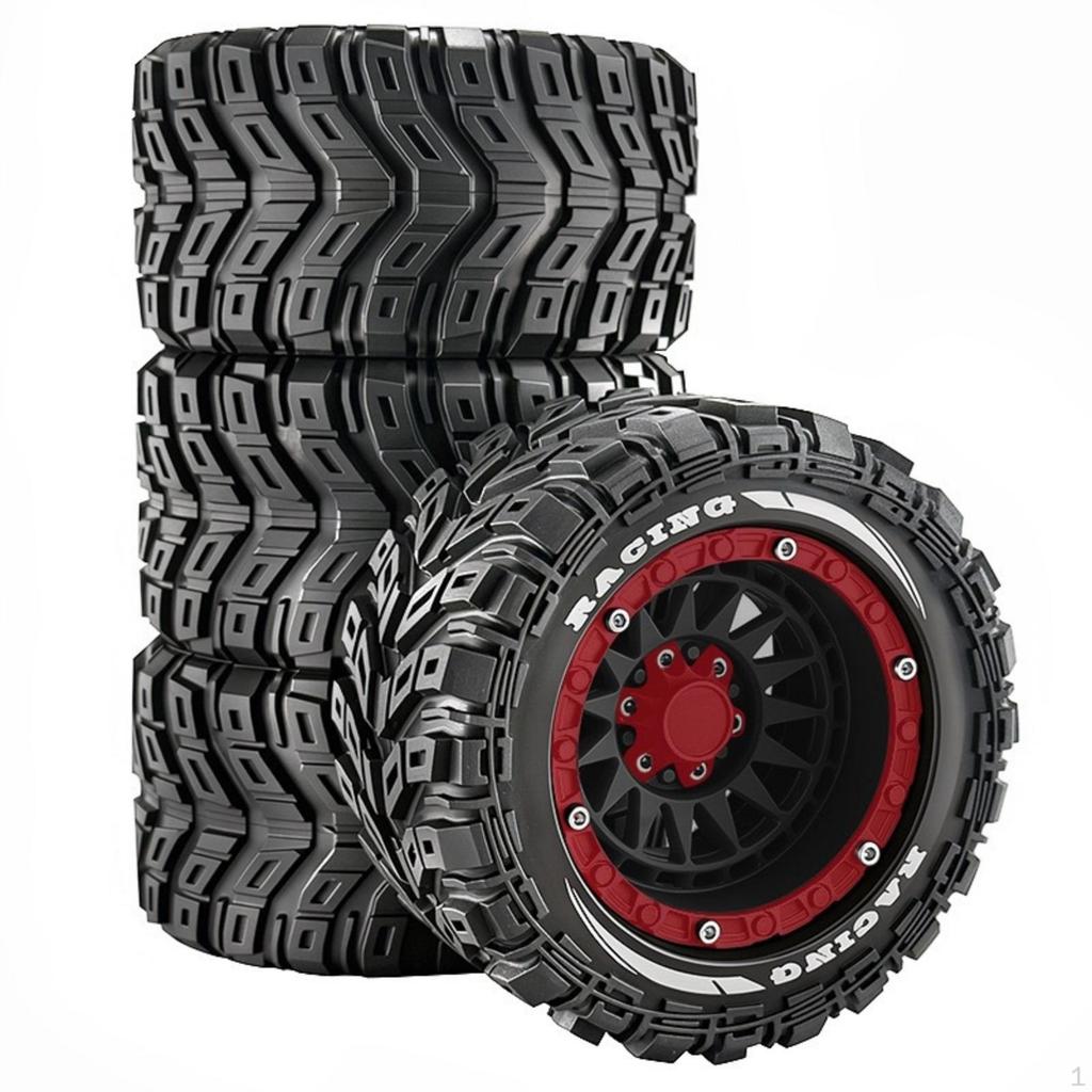 4 Pieces RC Tire and Wheel Assembly Trail with Hub Treaded for Use White Blue