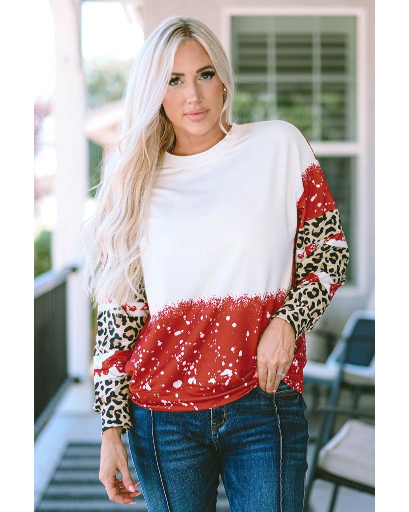 Azura Exchange Леопардовый тай-дай топ с длинными рукавами