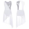 Детское лирическое современное танцевальное платье для девочек, купальник с нерегулярным подолом и открытой спиной