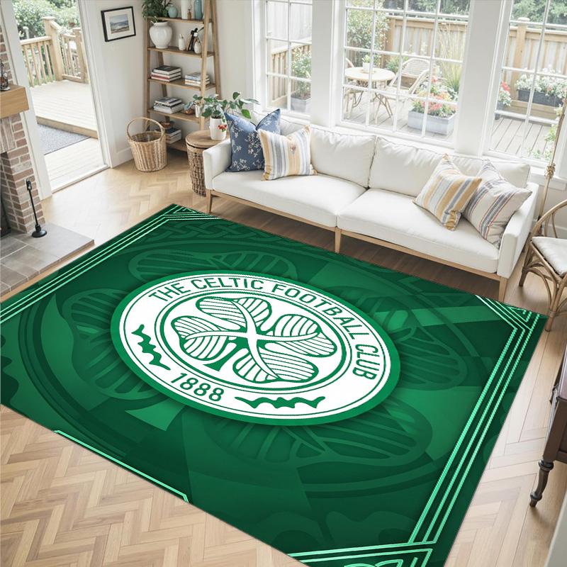 Celtic FC Design Crystal Velvet Carpet Cozy Non?Slip Printed Rug For Bedroom Living Room Entrance