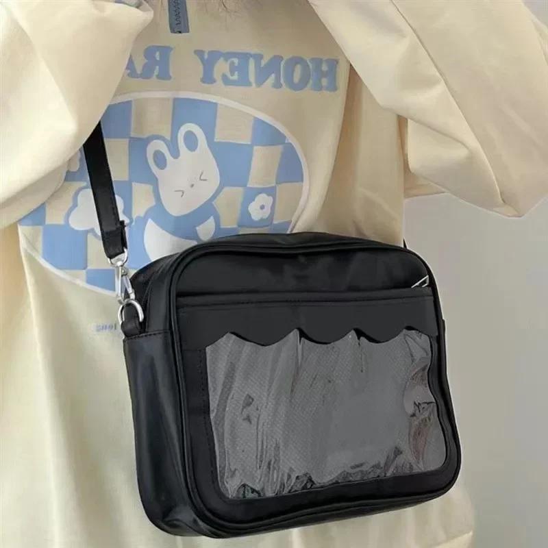 Сумка Harajuku для женщин PU прозрачный карман школьная форма для девочек JK Crossbody сумка через плечо сумки