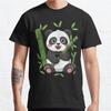 Summer Men Fashion Casual Shirts Short Sleeves Adorable Panda Eating Bamboo Black Tees Oversized T-shirts