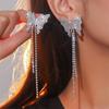 Elegant Butterfly Tassel Earrings with Full Diamond Design - Women’s High-End Fashion Jewelry