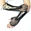 Lolita Strapping Fishnet Long Half-Finger Hand Gloves Cuff Women Men Sexy Mesh Black Punk Outdoor Stretchy Mittens