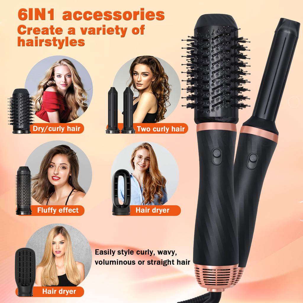 5 in 1 Multi Styler Hair Straightener and Curler Volumizer Brush One Step Hot Air Brush 1000W Air Blow Dryer Hair Styler
